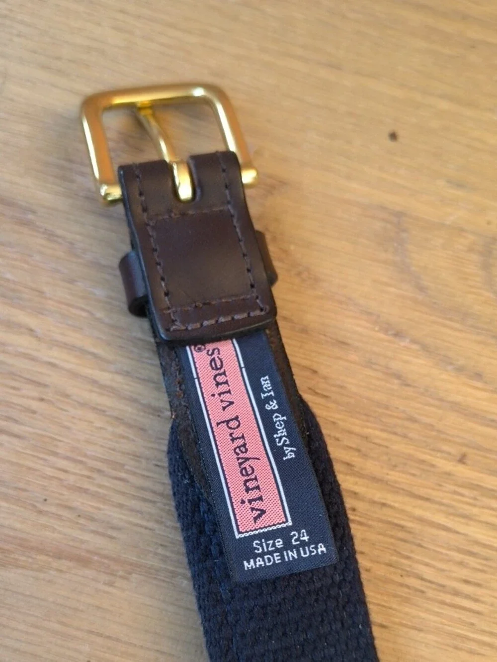Vineyard Vines Boys Crab Canvas Club Leather Belt - Size 24
